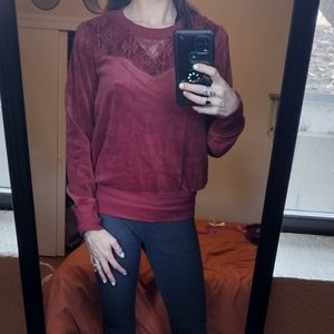 NWOT Lace velvet sweater